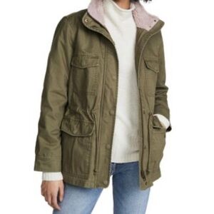 Madewell Utility Sherpa Trimmed Surplus Jacket Olive Military Style Jacket